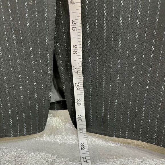 Anne Klein Women's Navy Pinstripe Notched-Collar Jacket Size 10 - Picture 13 of 15